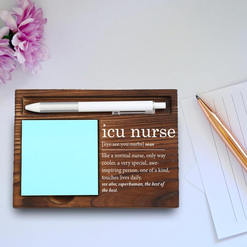 VYNWPDFLI ICU Nurse Gift, Intensive Care Unit Nurse Inspirational Office Decor, Unique Desk Organizer with Engraved Message, Wooden Sticky Note Holder,LQQ60 - Image 4